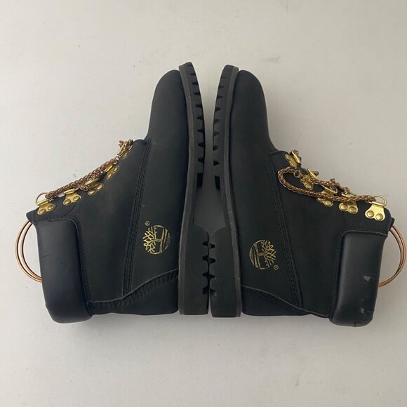 Timberland 10061 Boots Shoes Black Gold Chain - Picture 6 of 12